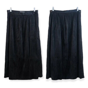 Rodebjer Black Faux Vegan Leather Pleated Designer Classic Midi Skirt Small